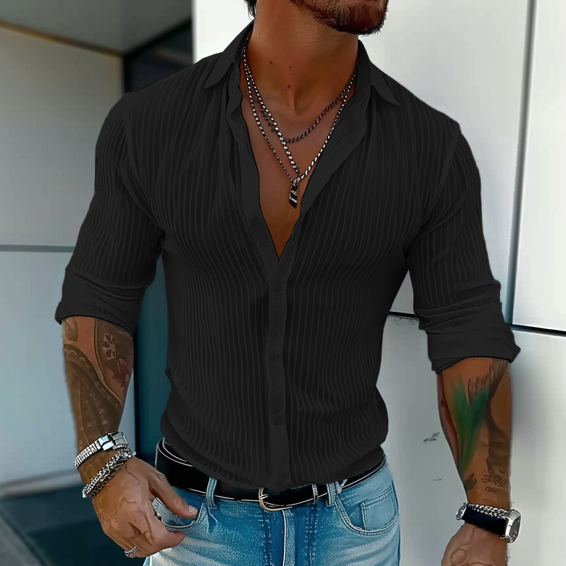Fabian | Herren Gerippt Slim Fit Knopfhemd