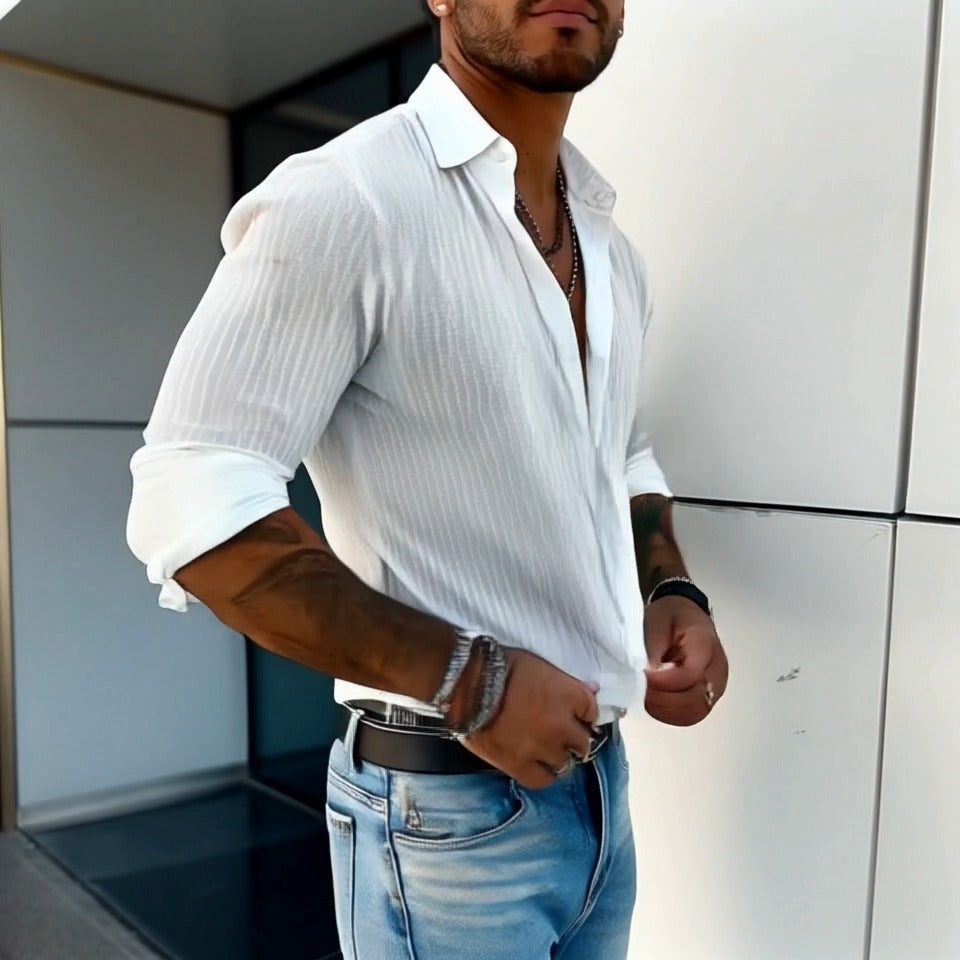 Fabian | Herren Gerippt Slim Fit Knopfhemd