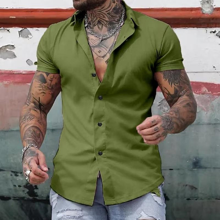 Dirk | Herren Slim Fit Kurzarm-Knopfhemd