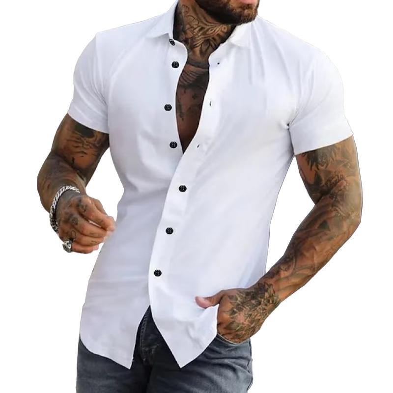 Dirk | Herren Slim Fit Kurzarm-Knopfhemd