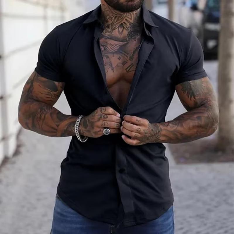 Dirk | Herren Slim Fit Kurzarm-Knopfhemd