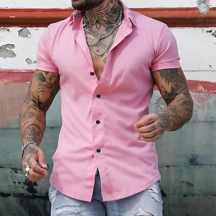 Dirk | Herren Slim Fit Kurzarm-Knopfhemd