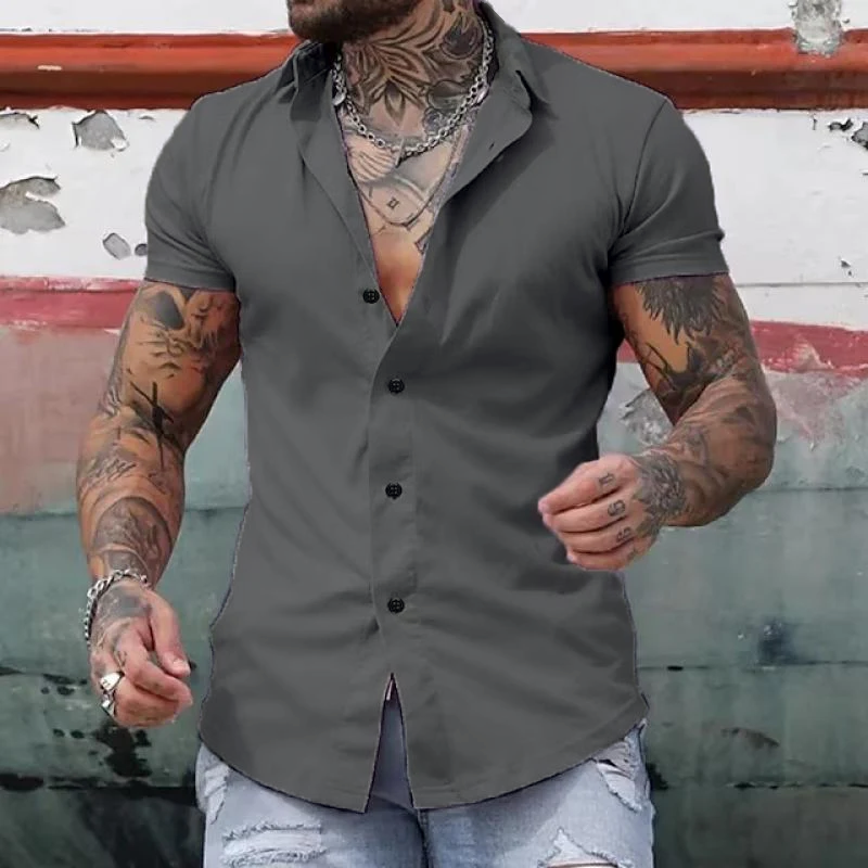 Dirk | Herren Slim Fit Kurzarm-Knopfhemd