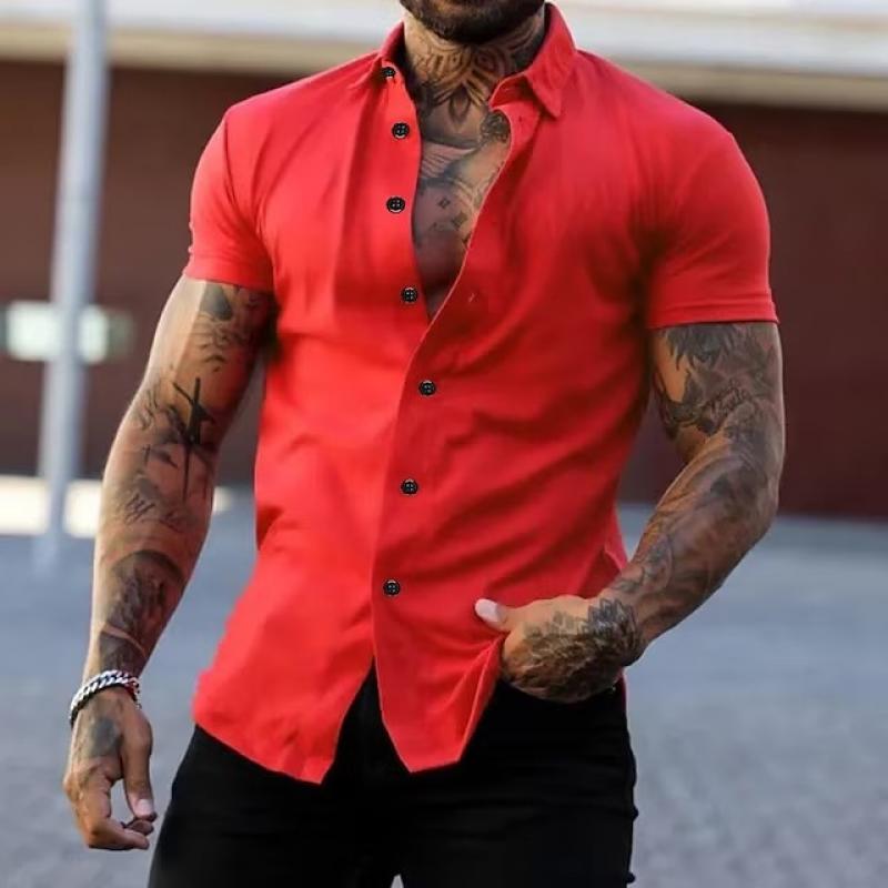 Dirk | Herren Slim Fit Kurzarm-Knopfhemd