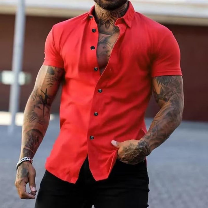 Dirk | Herren Slim Fit Kurzarm-Knopfhemd