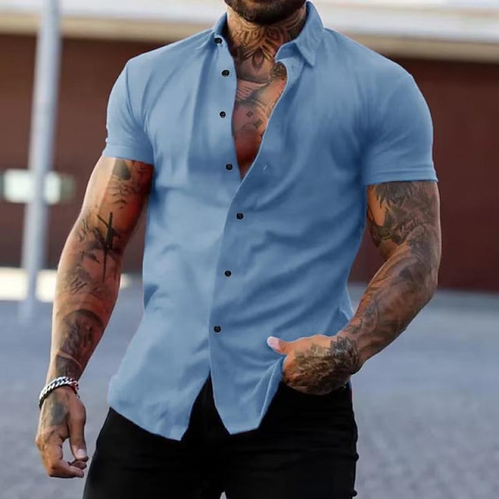 Dirk | Herren Slim Fit Kurzarm-Knopfhemd
