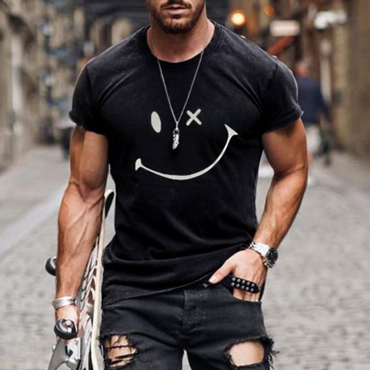 Adrian | Herren Grafik Smile Freizeit Kurzarm T-Shirt