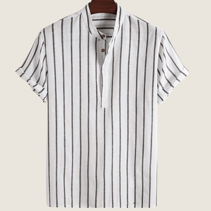 Albert | Herren Vertikalstreifen Stehkragen Kurzarmshirt