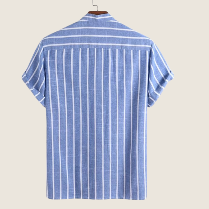Albert | Herren Vertikalstreifen Stehkragen Kurzarmshirt