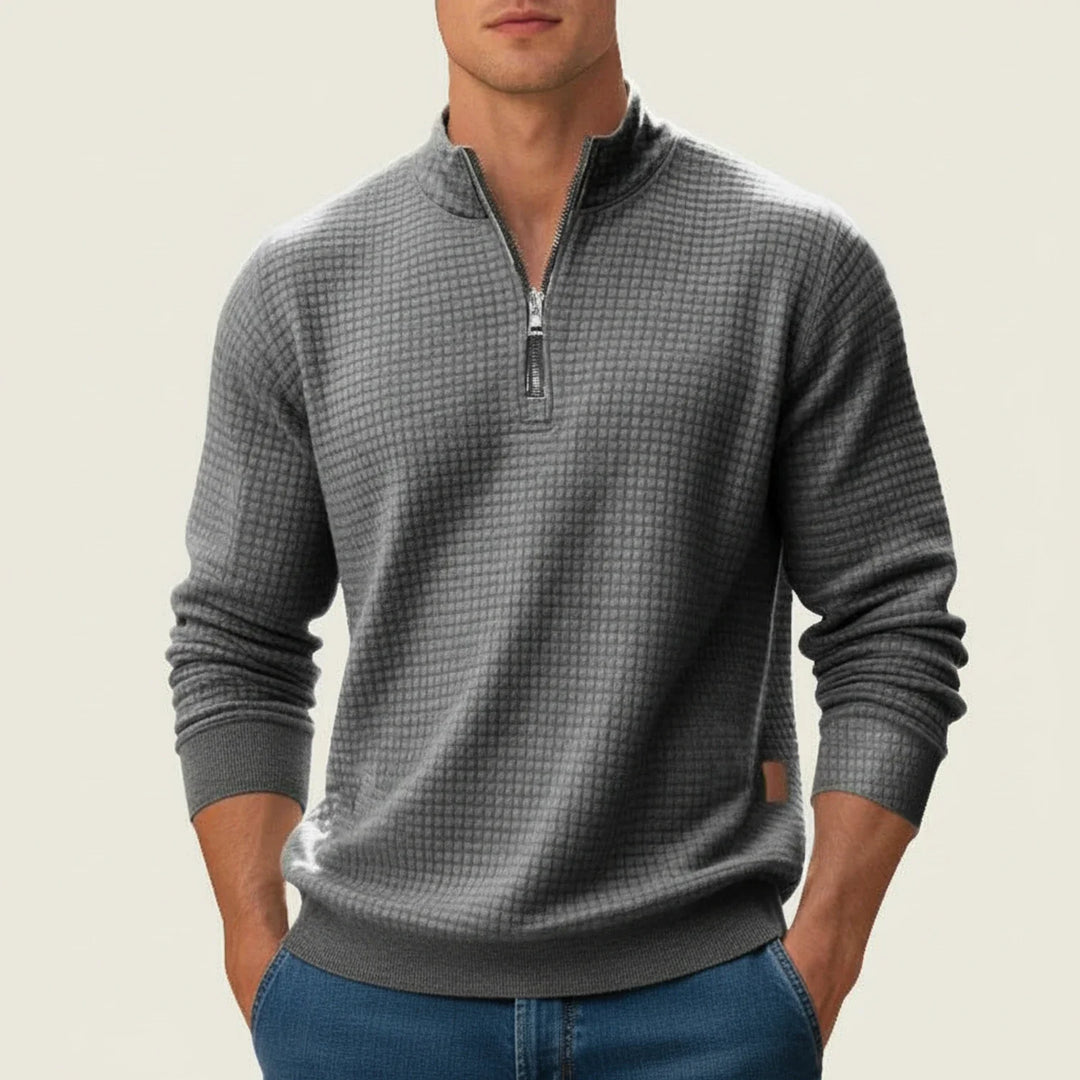 Daniel | Herren Strukturierter Pullover mit Viertelreißverschluss