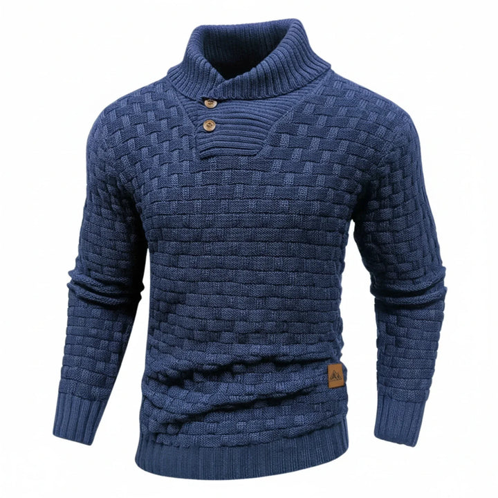 Niklas | Herren Strukturierter Strickpullover mit Knopfkragen
