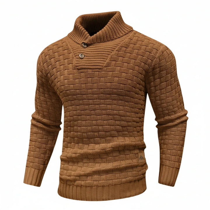 Niklas | Herren Strukturierter Strickpullover mit Knopfkragen