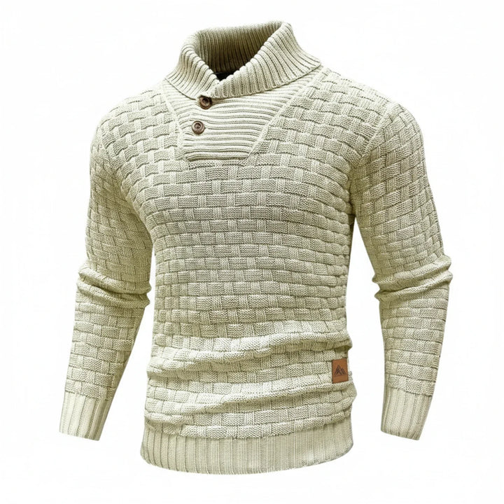 Niklas | Herren Strukturierter Strickpullover mit Knopfkragen