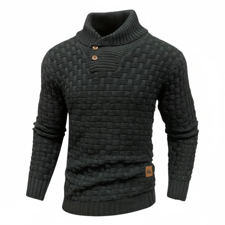 Niklas | Herren Strukturierter Strickpullover mit Knopfkragen