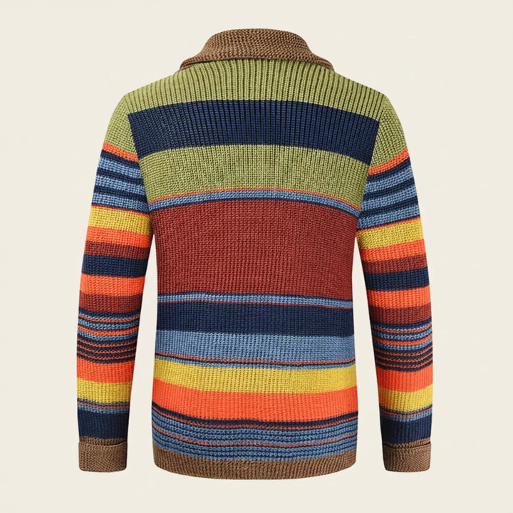 Oliver | Herren Gestreifter Strickcardigan mit Knopfleiste