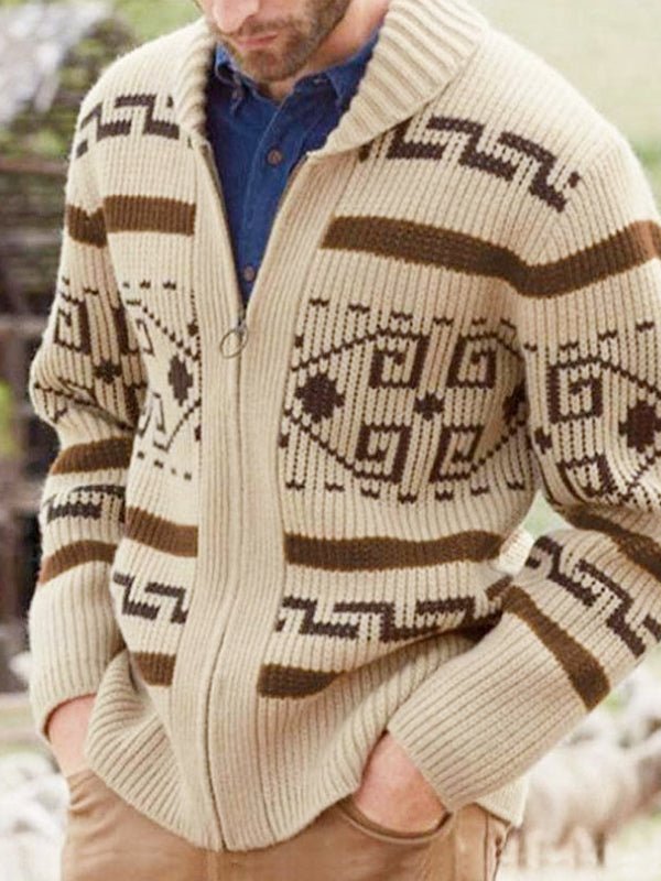 Jakob | Herren Frühling Strickjacke mit Schalkragen und Muster