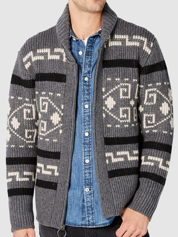 Jakob | Herren Frühling Strickjacke mit Schalkragen und Muster