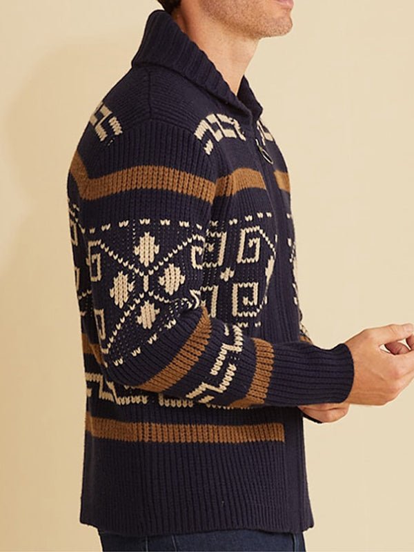 Jakob | Herren Frühling Strickjacke mit Schalkragen und Muster