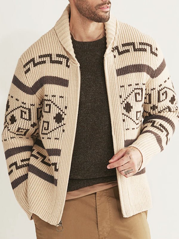 Jakob | Herren Frühling Strickjacke mit Schalkragen und Muster