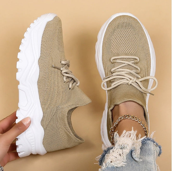 Martina | Damen Trendige Schnür-Sneaker mit klobiger Sohle