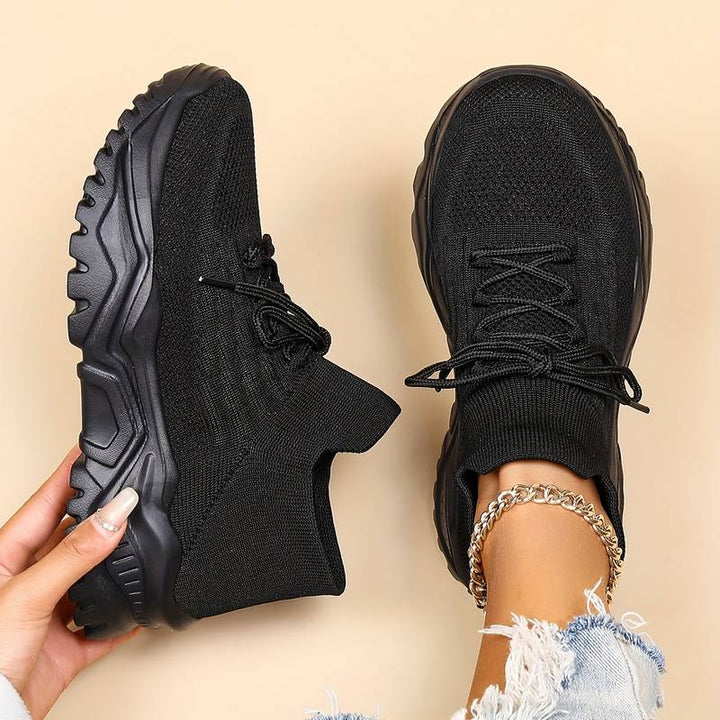Martina | Damen Trendige Schnür-Sneaker mit klobiger Sohle