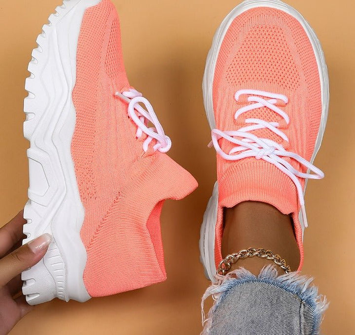 Martina | Damen Trendige Schnür-Sneaker mit klobiger Sohle