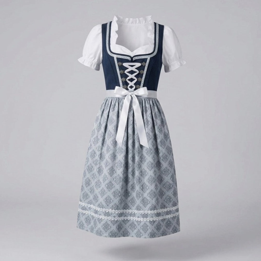 Oktoberfest Dirndl Kleid Damen Rüschenbluse Schürze Trachtenkleid