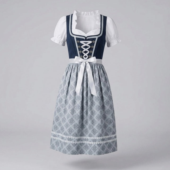 Oktoberfest Dirndl Kleid Damen Rüschenbluse Schürze Trachtenkleid