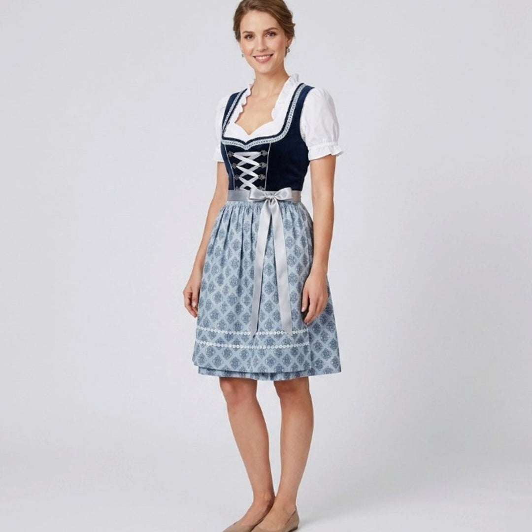 Oktoberfest Dirndl Kleid Damen Rüschenbluse Schürze Trachtenkleid