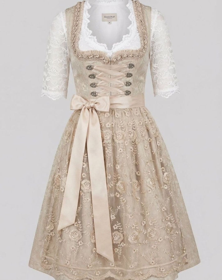 Oktoberfest Dirndl Kleid Damen Spitzenbluse Blumenstickerei Trachtenkleid