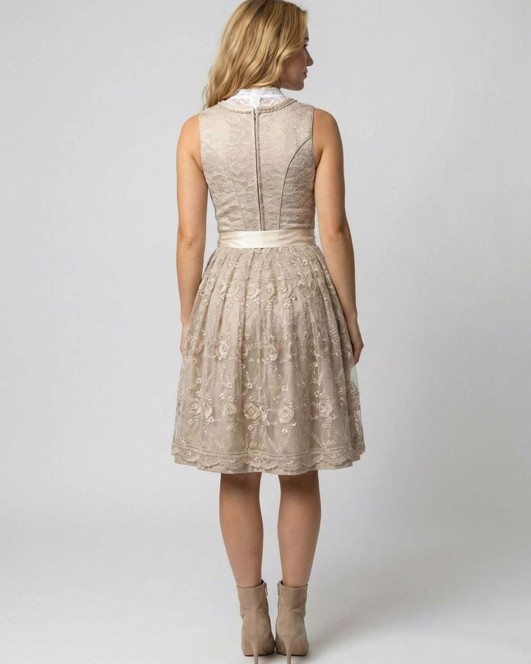 Oktoberfest Dirndl Kleid Damen Spitzenbluse Blumenstickerei Trachtenkleid