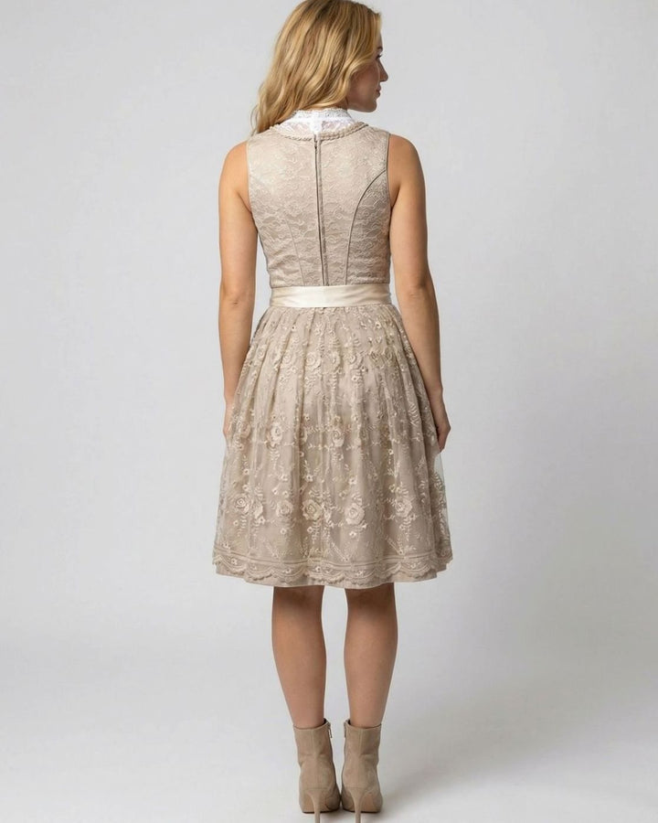 Oktoberfest Dirndl Kleid Damen Spitzenbluse Blumenstickerei Trachtenkleid