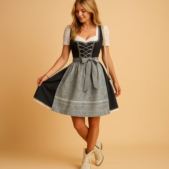 Oktoberfest Trachtenkleid Damen Figurbetontes Dirndl Baumwollbluse