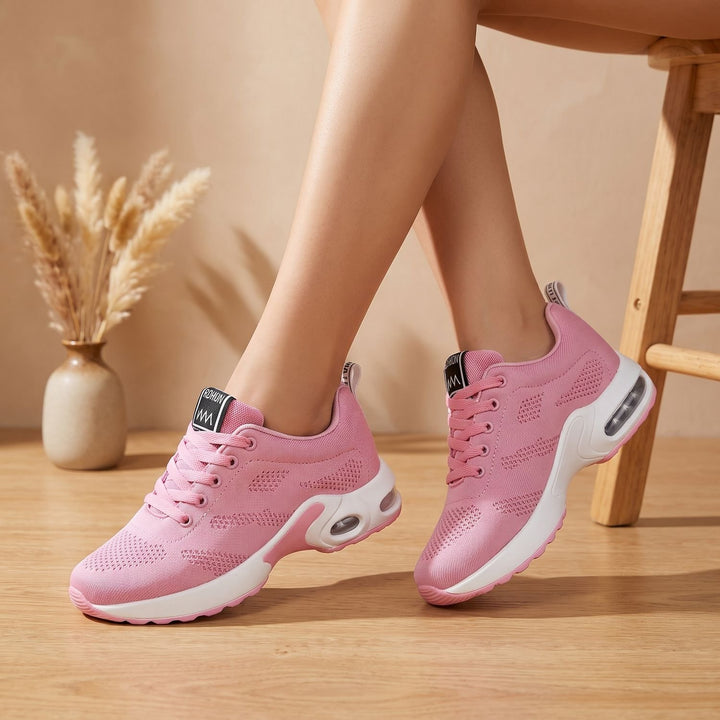 Orthopädische Damen Sneaker mit Luftkissen-Dämpfung Schnürung - Rosa