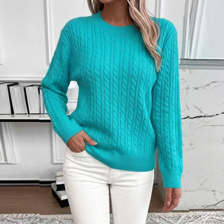 Doris | Damen Gemütlicher Winter-Zopfmuster-Strickpullover