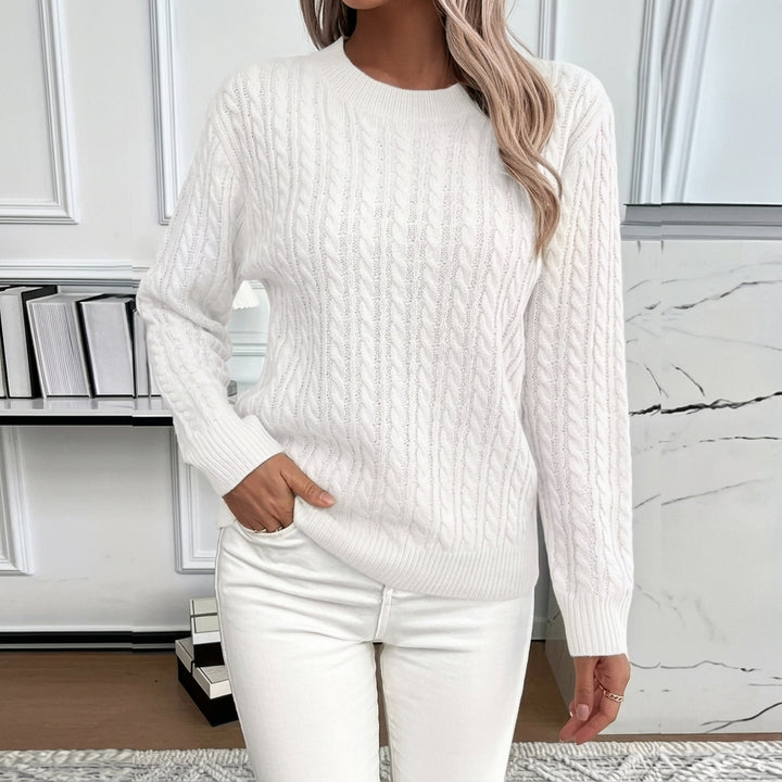 Doris | Damen Gemütlicher Winter-Zopfmuster-Strickpullover