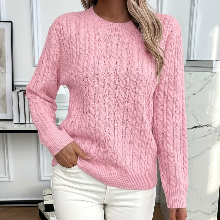 Doris | Damen Gemütlicher Winter-Zopfmuster-Strickpullover