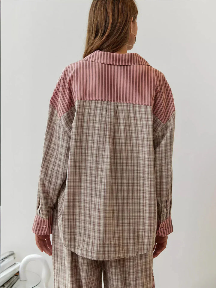 Yvonne | Damen Kariertes Zweiteiliges Set für den Frühling