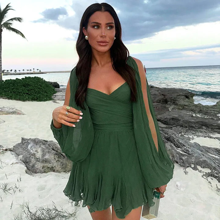 Sabine | Sommerliches Damen-Minikleid mit langen Ärmeln