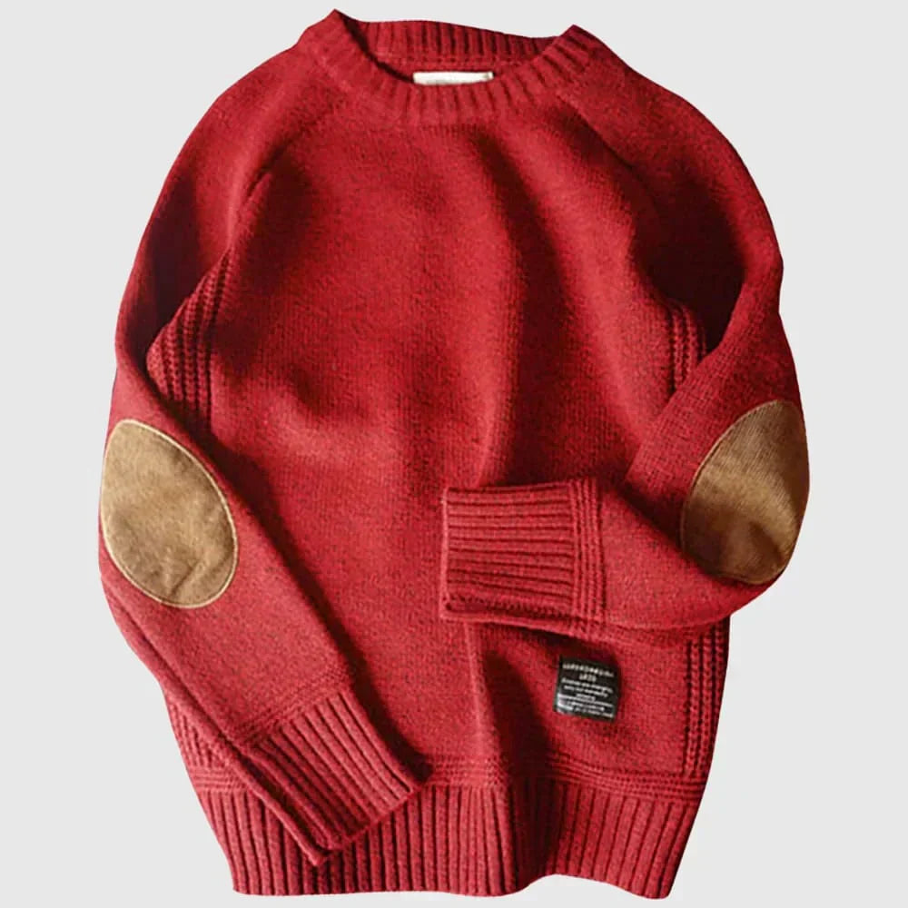 Fabian | Herren Klassischer Strickpullover mit Ellbogenpatches für den Winter