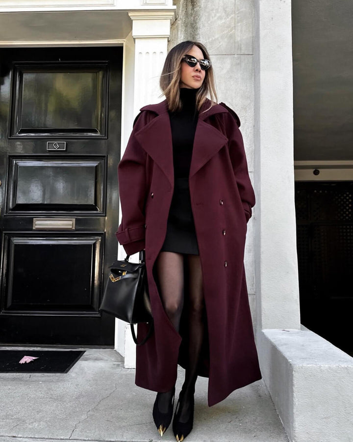 Sabine | Damen Langer Winter-Trenchcoat aus Wolle