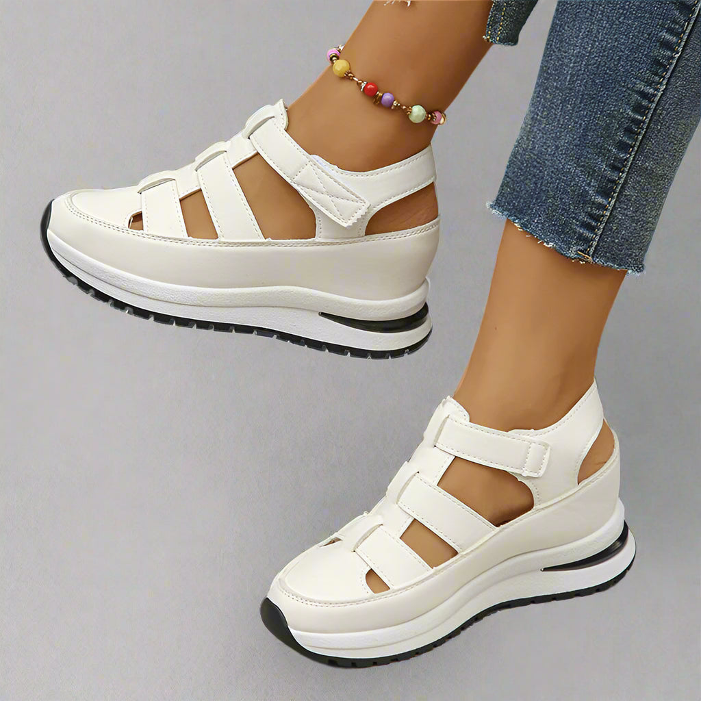 Jessica | Damen Sport Riemen Plateau Freizeitsneaker