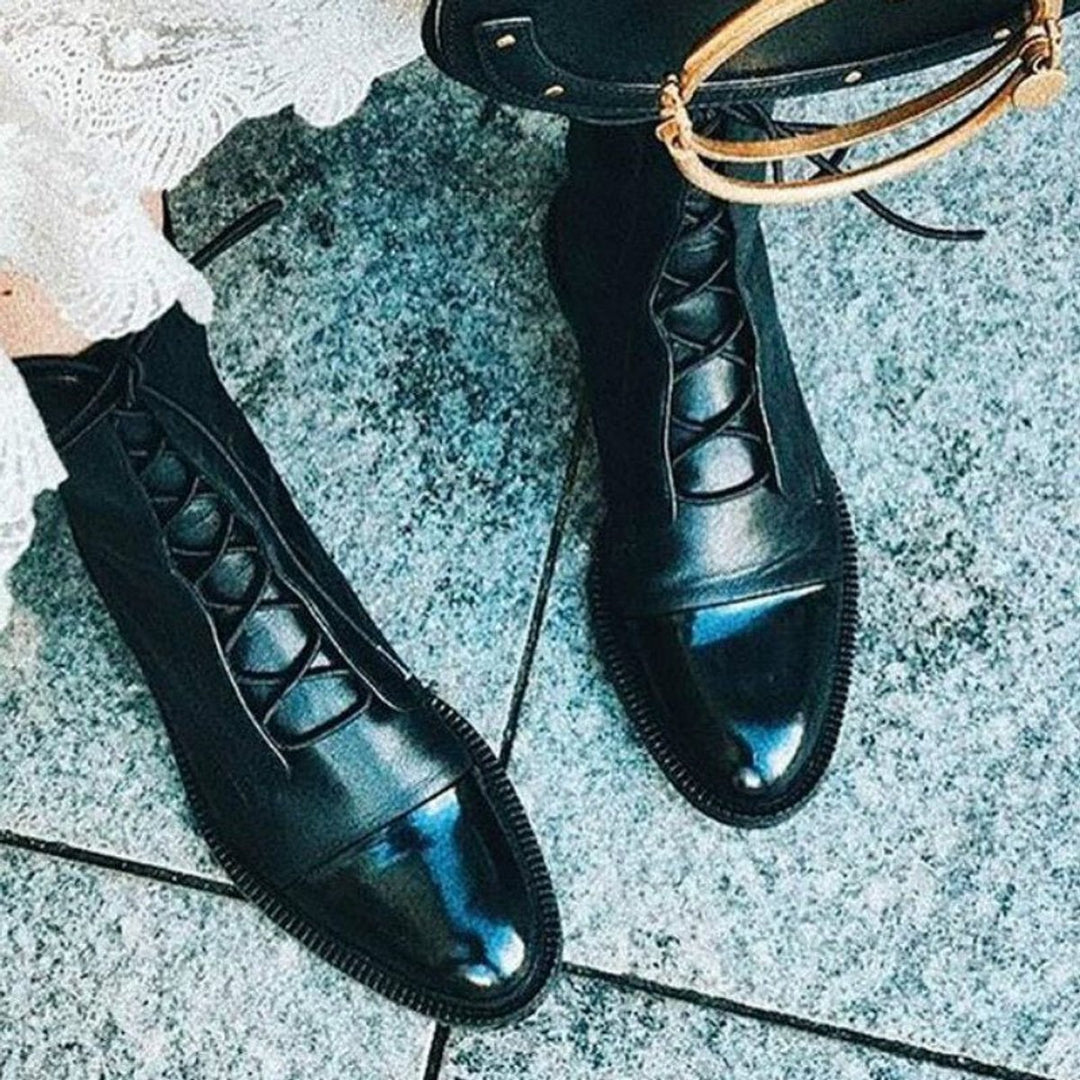 Stiefel Damen Schnürstiefel Echtleder Wasserdicht Winterstiefel