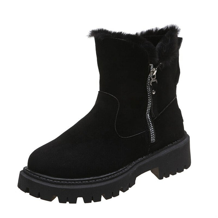 Stiefeletten Damen Gefütterte Wildleder-Ankle-Boots Reißverschluss