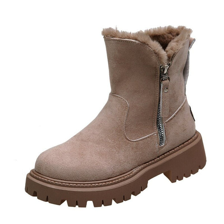 Stiefeletten Damen Gefütterte Wildleder-Ankle-Boots Reißverschluss