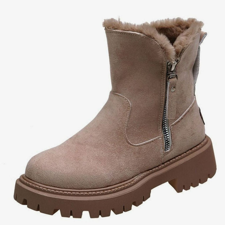 Stiefeletten Damen gefütterte Wildleder-Winterstiefel mit Reißverschluss