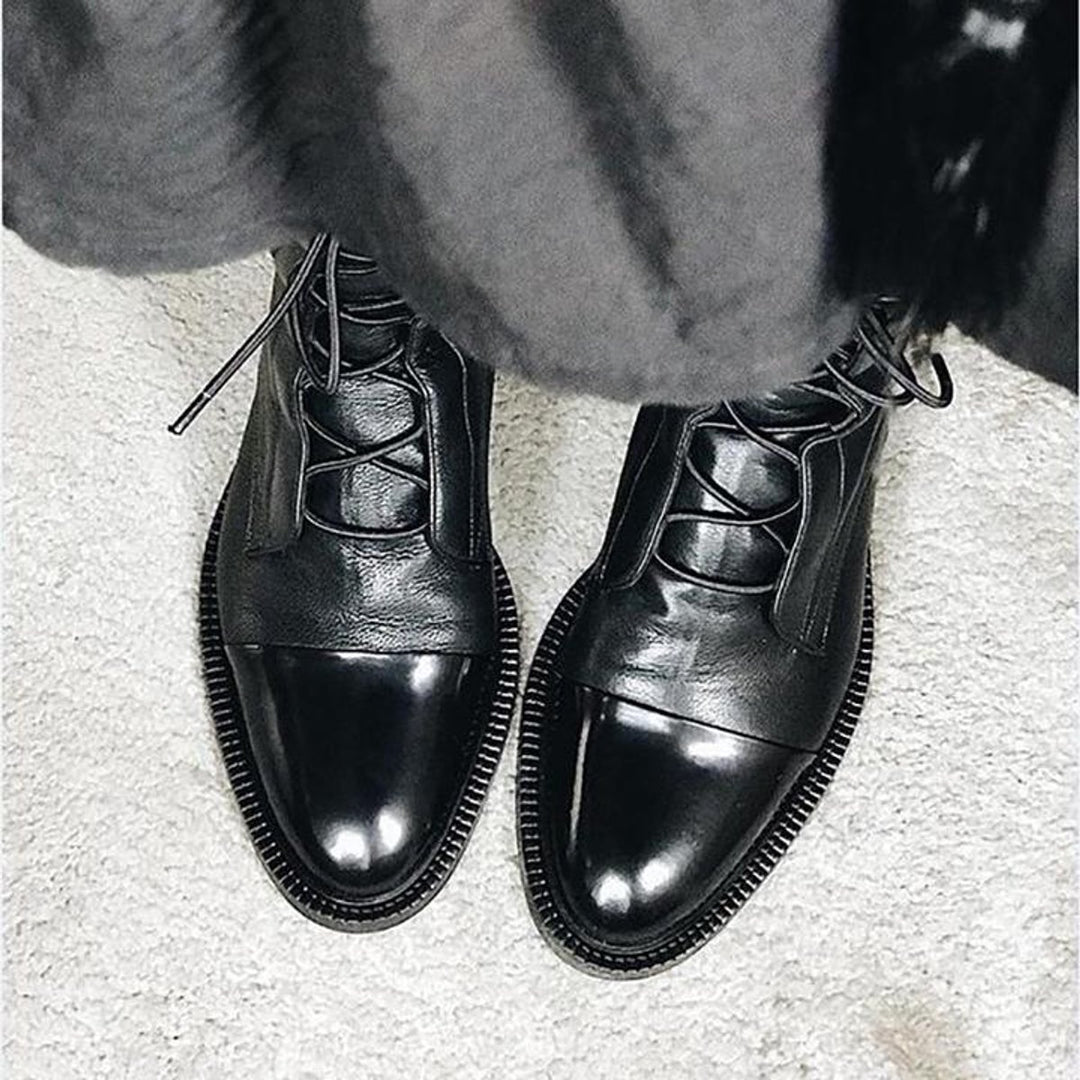 Stiefeletten Damen Vintage Schnürer Öko-Leder Knöchelboots