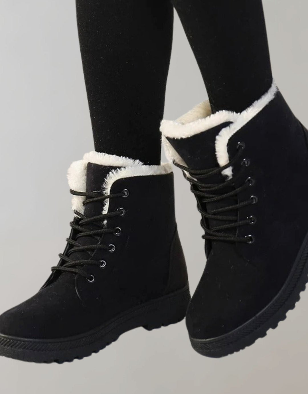 Stiefeletten Damen Warm Gefütterte Schnür-Winterboots Wildlederoptik