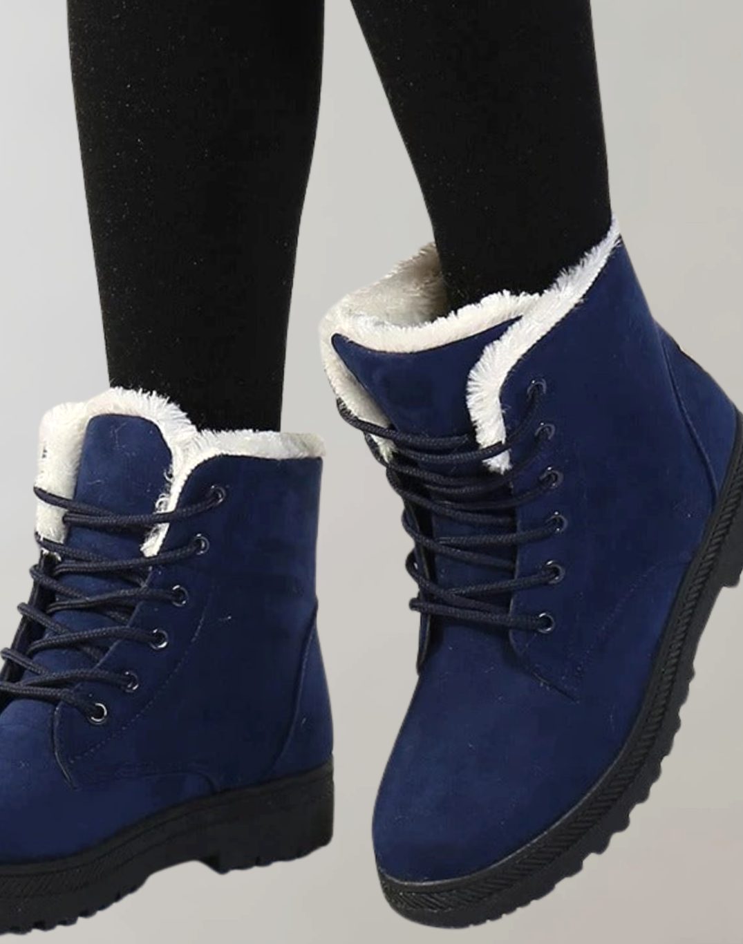 Stiefeletten Damen Warm Gefütterte Schnür-Winterboots Wildlederoptik