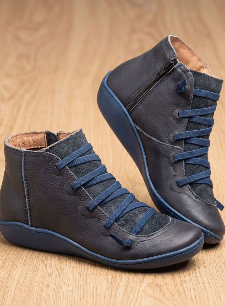 Stiefeletten Damen Wasserdichte Schnürstiefeletten mit Reißverschluss - Blau